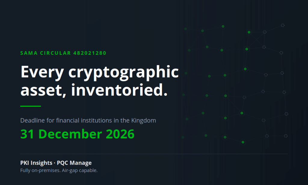 SAMA Circular 482021280 requires all cryptographic assets to be inventoried by 31 December 2026